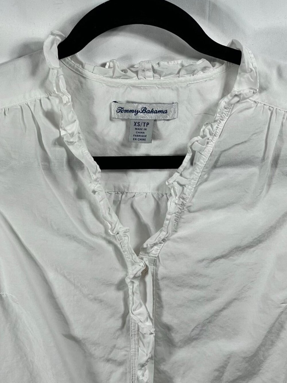 Tommy Bahama Top Womens Button Down Shirt Sleeveless XS Frilly Beach Coastal - Picture 3 of 8
